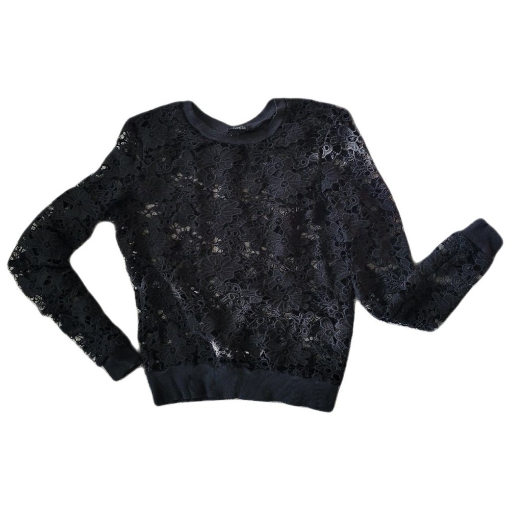 Black Lace See Through Top Size S